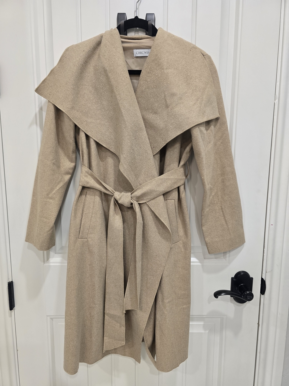 Gorgeous Taupe Wrap Belted Wool-Blend Coat